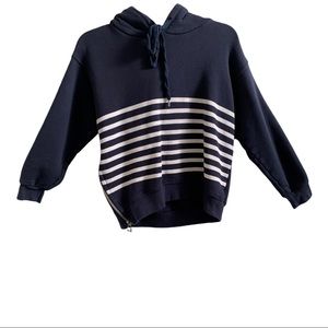 Sundry rainbow striped sleeve sweatshirt hoodie navy blue size 1/small